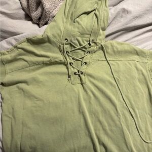 Green Lace-Up Hoodie
